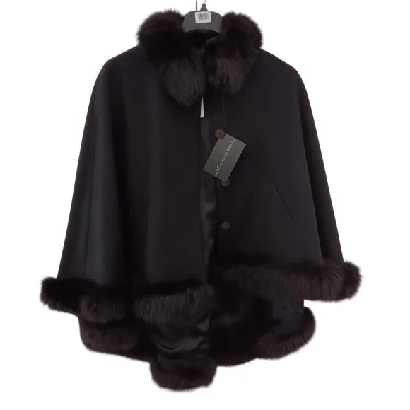 Sofia Cashmere Lined Cape/Coat with Finland Fox Fur NWT - Picture 1 of 8
